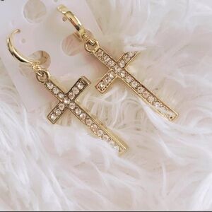 Elegant Gold Cross Hoop Earrings